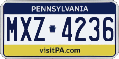 PA license plate MXZ4236