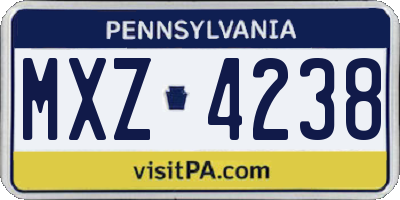 PA license plate MXZ4238