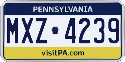 PA license plate MXZ4239