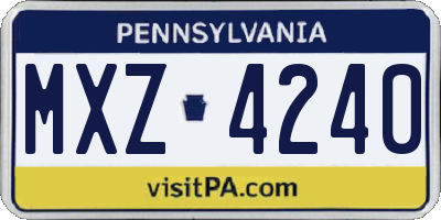PA license plate MXZ4240
