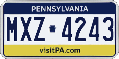 PA license plate MXZ4243