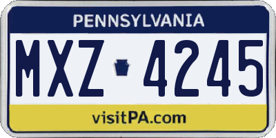 PA license plate MXZ4245