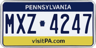 PA license plate MXZ4247