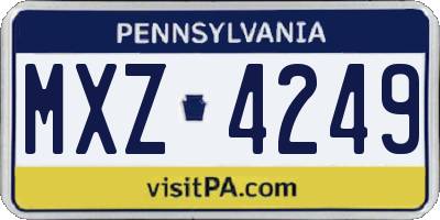 PA license plate MXZ4249
