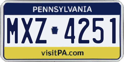 PA license plate MXZ4251