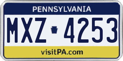 PA license plate MXZ4253