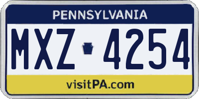 PA license plate MXZ4254