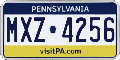 PA license plate MXZ4256