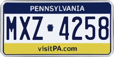 PA license plate MXZ4258