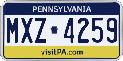 PA license plate MXZ4259