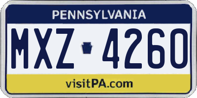 PA license plate MXZ4260