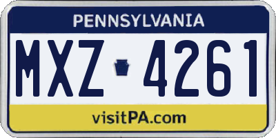 PA license plate MXZ4261