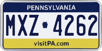 PA license plate MXZ4262
