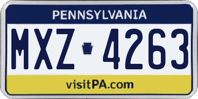 PA license plate MXZ4263