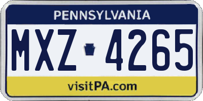 PA license plate MXZ4265