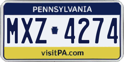 PA license plate MXZ4274