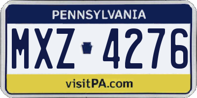 PA license plate MXZ4276
