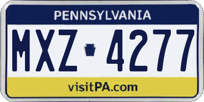 PA license plate MXZ4277