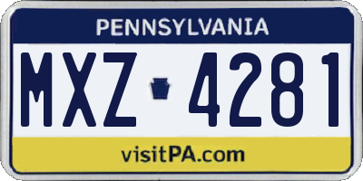 PA license plate MXZ4281