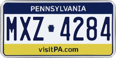 PA license plate MXZ4284