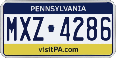 PA license plate MXZ4286