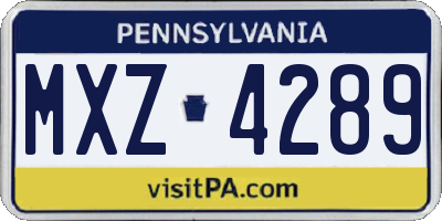PA license plate MXZ4289