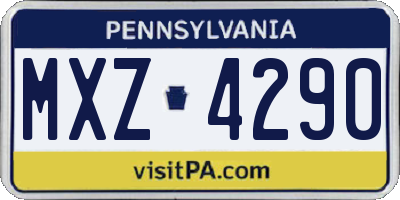 PA license plate MXZ4290