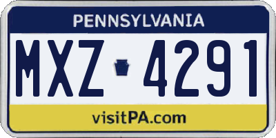 PA license plate MXZ4291