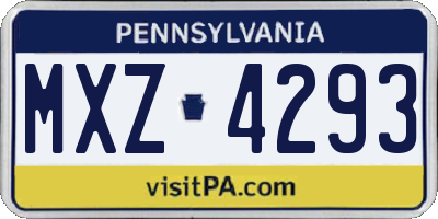 PA license plate MXZ4293