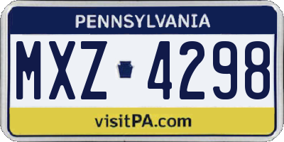PA license plate MXZ4298