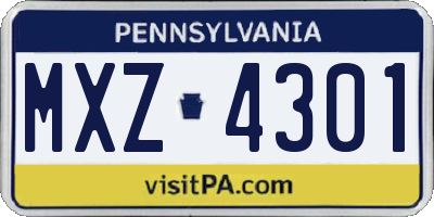 PA license plate MXZ4301
