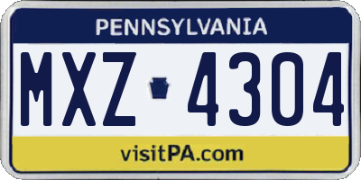 PA license plate MXZ4304