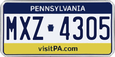 PA license plate MXZ4305