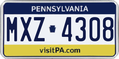 PA license plate MXZ4308