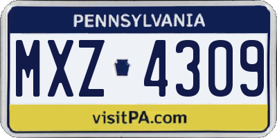 PA license plate MXZ4309