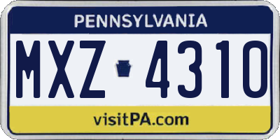 PA license plate MXZ4310
