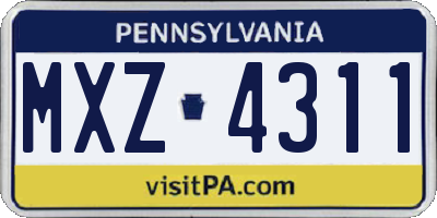 PA license plate MXZ4311