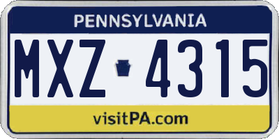 PA license plate MXZ4315