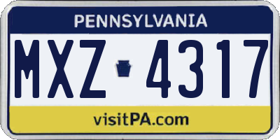PA license plate MXZ4317