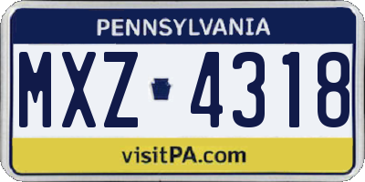 PA license plate MXZ4318