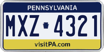PA license plate MXZ4321