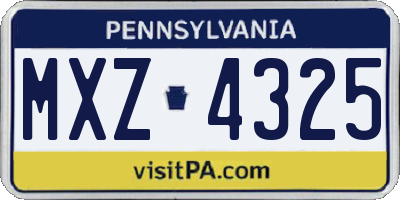 PA license plate MXZ4325