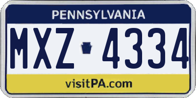 PA license plate MXZ4334