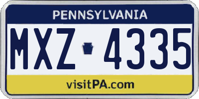 PA license plate MXZ4335