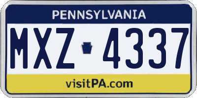 PA license plate MXZ4337