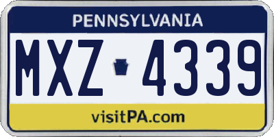 PA license plate MXZ4339
