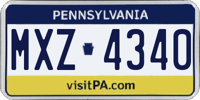 PA license plate MXZ4340