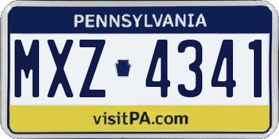 PA license plate MXZ4341
