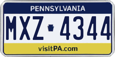 PA license plate MXZ4344