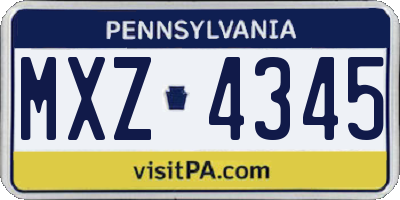 PA license plate MXZ4345